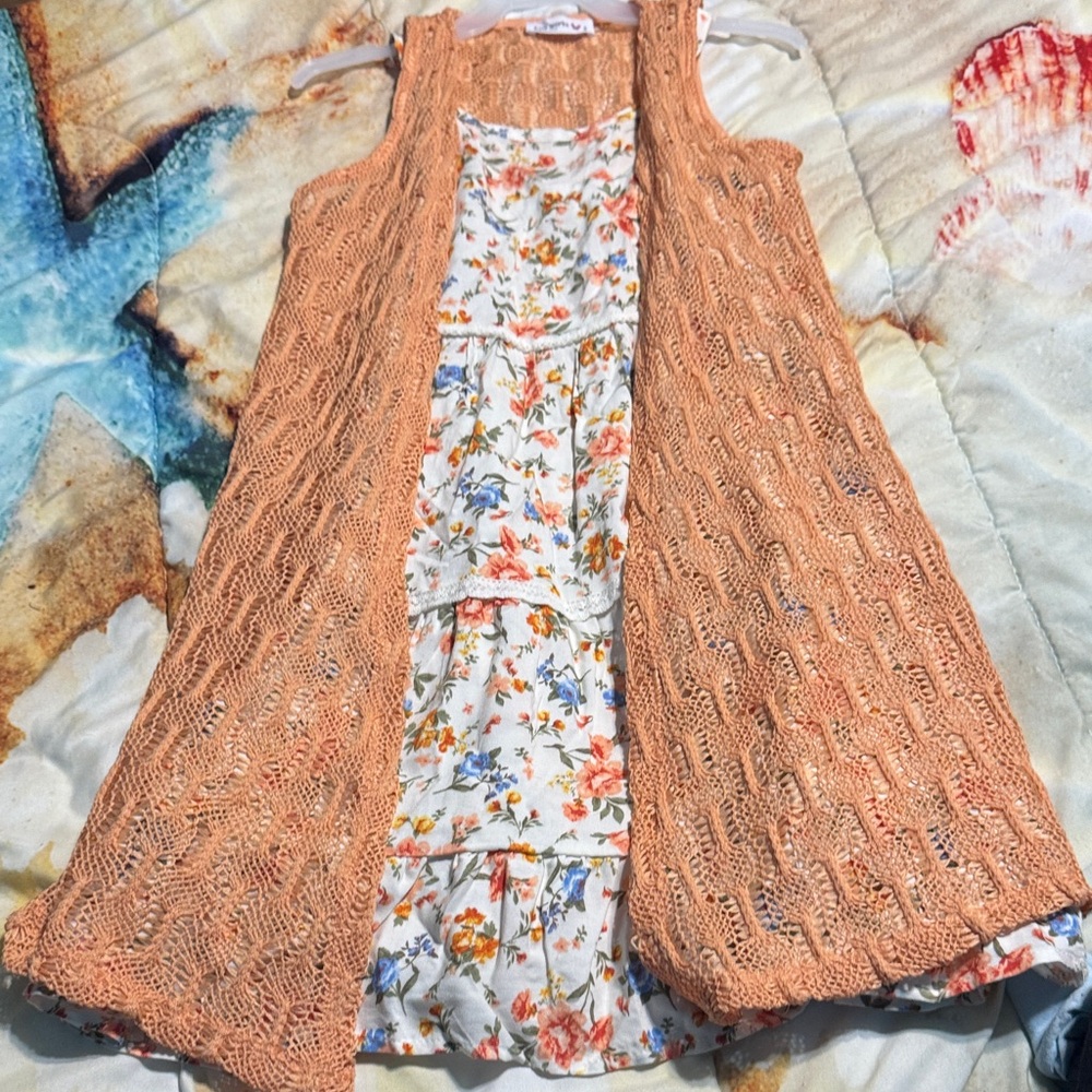 Knitworks Peach Knit Overlay Dress